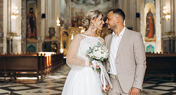 a bride and groom 